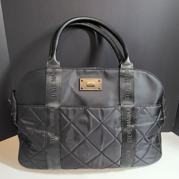 Steve Madden Black Soft Quilted Tote / Briefcase  / Diaper Bag - Picture 1 of 8
